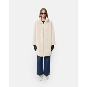 Apparis Faux Fur High Neck Coat Small White